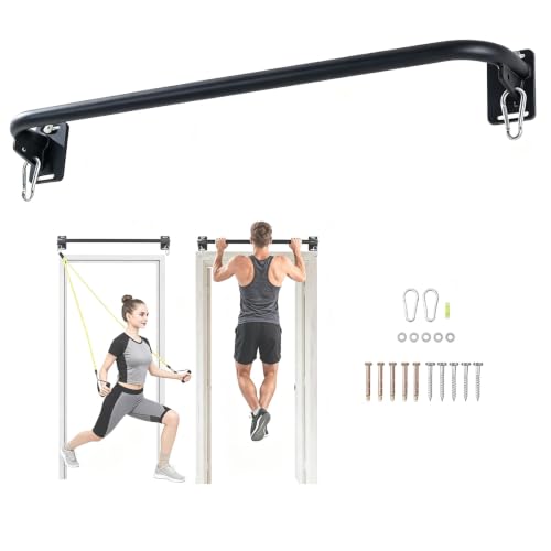 Wall Mounted Pull Up Bar, Carbon Steel Doorway Chin Up Bar for Home Gym - color: Black