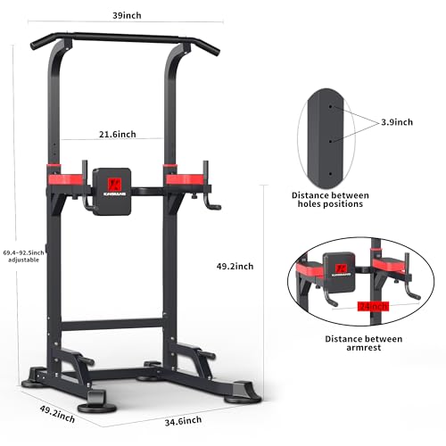 Power Tower Dip Station Workout equipment Pull up Bar for Home Gym Adjustable Height Strength Training Fitness Excercise Equipment,Load 450LBS