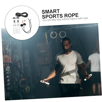 ABOOFAN Digital Cordless Jump Rope with Counter, Weighted Steel Wire Skipping Rope for Indoor Fitness and Fat Burning, 1 Handle with Switch for Men and Women Workout