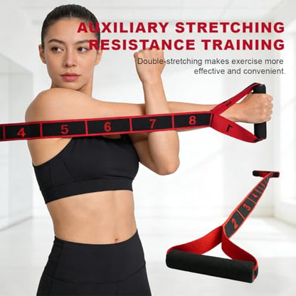 Fitness Resistance Band for Stretching and Yoga, Number Stretch Resistance Band with Clear Markings & Handles, 8-Segment Elastic Pull Rope for Pilates & Full Body Workout, Home Gym Equipment for Women