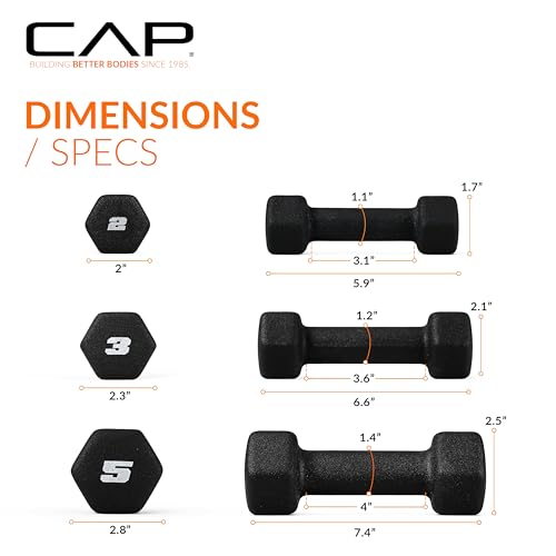 CAP Barbell Neoprene Dumbbell Weights Pairs & Sets | Black