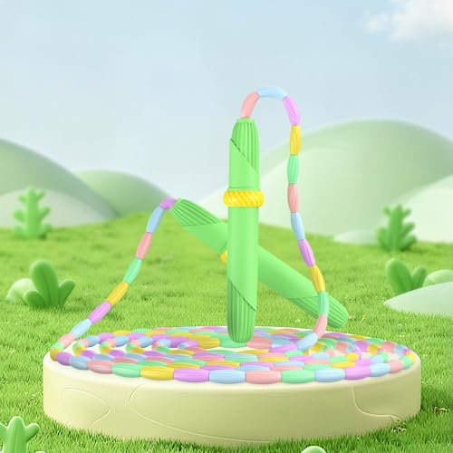 Beaded Jump Rope 1 Pack/2 Pack, ACEONE Segmented Skipping Rope for Kids Adults, Adjustable Tangle-Free Toddler Jumping Rope for Fitness Exercise Training - color: Green