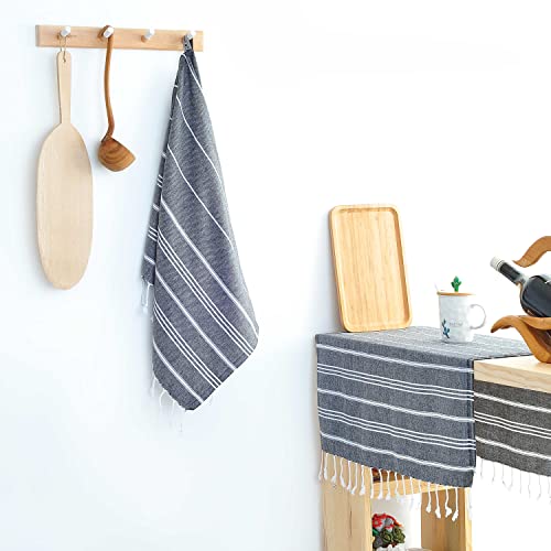 Cacala 100% Turkish Cotton Kitchen Tea Towels, Highly Absorbent Luxury Soft Quick Drying Dish Towel with Hanging Loop for Gym, Yoga, Bath, Sports, Cleaning and Kitchen (23 x 36), Black - color: Black