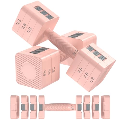 Hezeyferg 18LBS 22LBS Adjustable Dumbbells Set, Hand Weights Sets with Mutilple Levels, Adjustable Weight Dumbbells for Women/Men Home Gym Full Body Workout - color: Pink 9LB Each ( 18LB Pair )