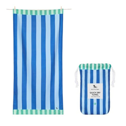 Dock & Bay Beach Towel - Quick Dry, Sand Free - Compact, Lightweight - 100% Recycled - Includes Bag - Blue Sky - Large (160x90cm, 63x35) - color: Blue Sky, size: Large (160x90cm, 63x35")