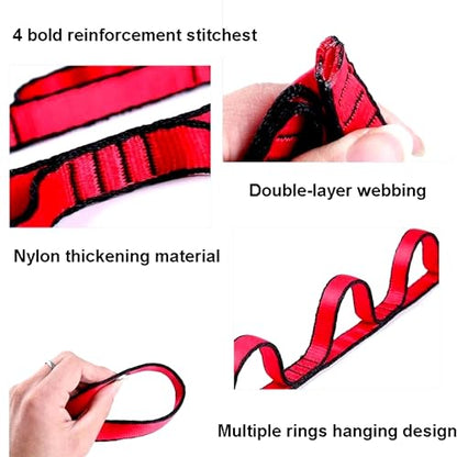 2Pcs Adjustable Anti-Gravity Chrysanthemum Swing Flying Stretch Belt Rope Climbing Daisy Chains Extension Yoga Belt Hanging - color: Red, size: 1.5M