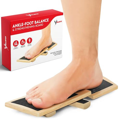 Ankle Strengthener & Axis Board, Bamboo Ankle Balance Board for Physical Therapy, Blackboard Foot Trainer & Foot Strengthener, Giboard for Balance Training, Axisboard for Leg Stability
