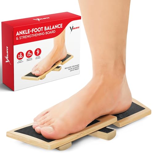 Ankle Strengthener & Axis Board, Bamboo Ankle Balance Board for Physical Therapy, Blackboard Foot Trainer & Foot Strengthener, Giboard for Balance Training, Axisboard for Leg Stability