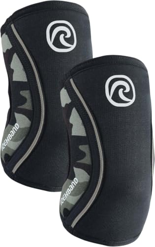 Rehband Elbow 5mm Compression Sleeve, Neoprene Elbow Sleeves for Weightlifting, Anatomical Design, Non-Slip & Close Fitting, Elbow Support Unisex, Colour:Camo - 1 Pair, Size:Small - color: Camo - 1 Pair, size: Small