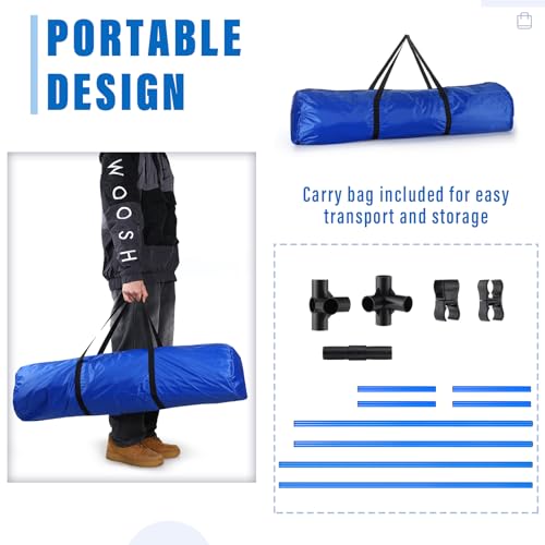 Shappy 4 Pcs Dog Agility Jumps Adjustable Height Hurdles with Bag,Blue - color: Blue