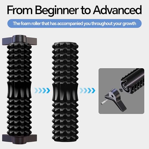 Foam Roller with Detachable Stand, 18" Deep Tissue Massage Roller, Beginner-Friendly Support Design for Muscle Recovery, Home Workout & Fitness - Black - color: Black