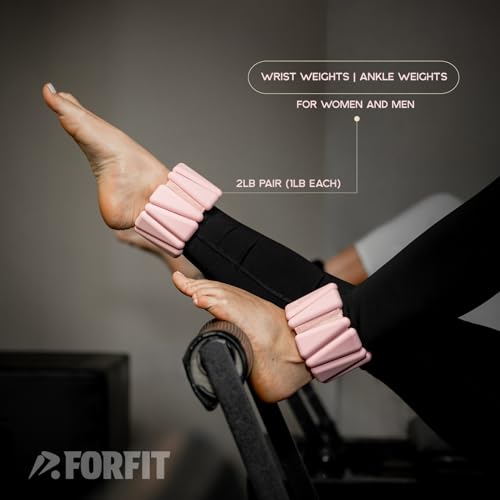 FORFIT | Wrist Weights | Ankle Weights for Women and Men - 2LB Pair (1LB Each) with Resistance Bands | Weights Dumbbells set for Yoga, Pilates, Physical Therapy, Walking | Adjustable Dumbbells Sets for Gym & Home