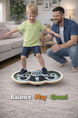 Wooden Balance Board for Kids, 360 Rotation Wobble Board for Balance and Core Training