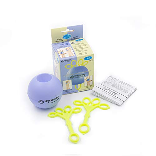 Handmaster Plus Physical Therapy Hand Exerciser - Forearm Exerciser with Stress Relief Ball - Hand Therapy Balls for Exercise, Training - Finger Exerciser & Strengthener - Soft Tension, Purple - style: Soft Tension