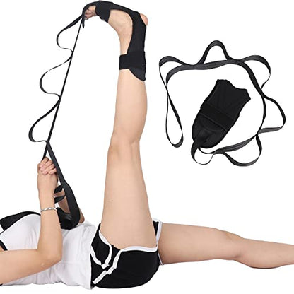 Foot Stretcher Belt, Foot Stretcher Stretch Strap for Plantar Fasciitis, Heel Spurs, Foot Drop, Achilles Tendonitis & Hamstring. Yoga Foot & Leg Stretch Strap (Black)