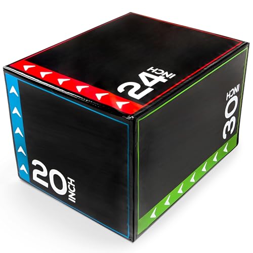BalanceFrom 3-in-1 Foam Plyometric Jump Box for Home Gym with Multiple Height Options – Versatile Plyo with Non-Slip Surface for Strength, HIIT, Step-Ups, and Agility Training - color: Multi-Color, style: 20 x 24 x 30 inch (16lbs)