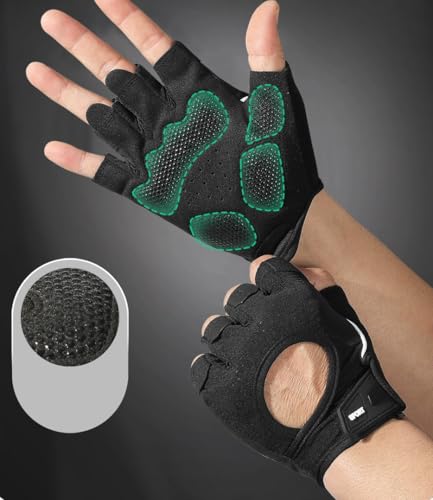 Fingerless-Gym-Gloves for Men Women - Breathable Anti-Slip Fitness Gloves for Pull Up, Dumbbells, Cycling