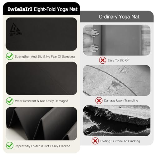 IwIeIaIrI Foldable POE Non Slip Yoga Pilates Mat– 1/4" (6mm) Thick - color: Dark Grey