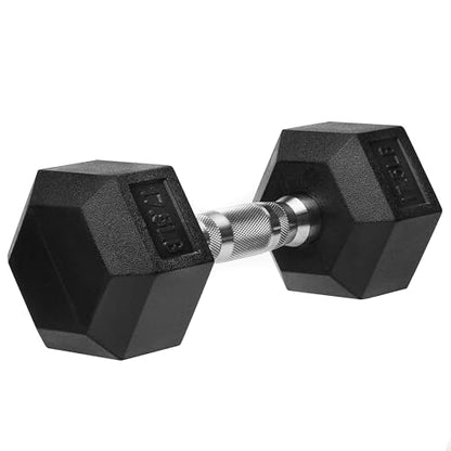 Hex Dumbbells Rubber Coated Cast Iron Hex Black Dumbbell Free Weights for Exercises - style: 17.5 Pounds / Pair