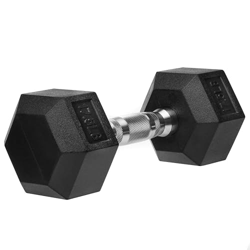 Hex Dumbbells Rubber Coated Cast Iron Hex Black Dumbbell Free Weights for Exercises - style: 17.5 Pounds / Pair
