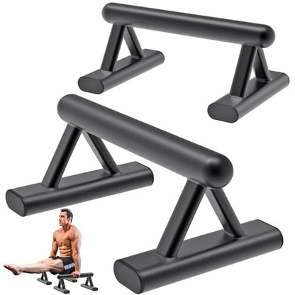 SELEWARE Wood Push Up Bars Steel Calisthenic Parallette Bars Handstand Bars - color: B: Steel Grip (14.5"L x 6"H)