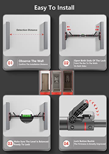 Multifunctional Door Pull Up Bars, Adjustable Chin Up Bar Doorway, Doorway Pull Up Bar No Screw, Non-Slip Door Bar Pull Up, Load-Bearing 300kg/ 660lb