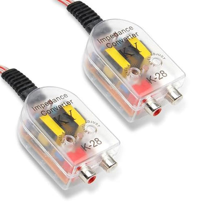 Speaker Output to RCA Line Control Audio Signal Adapter, K-28 CD Player High Frequency to Low Frequency Audio Wiring Harness Converter, for Cars (Transparent)