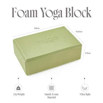 MYGA Yoga Block,Lightweight EVA Foam Yoga Brick,High Density Non-Slip Block for Yoga Poses, Pilates, Balance and Flexibility - color: Moss