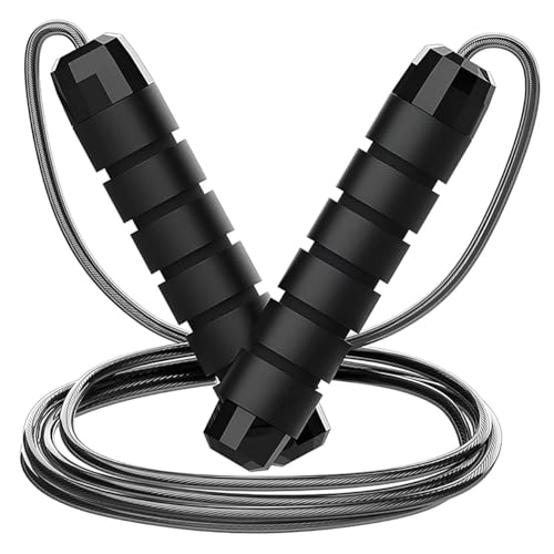 Jump Rope, Adjustable Jump Ropes for Fitness for Women Men – Tangle-Free Rapid Speed Jumping Rope Cable with Ball Bearings – Exercise & Slim Body at Home School Gym