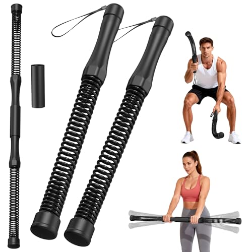 DERACY Pair of 2-in-1 Cordless Battle Ropes, Ropeless Battle Ropes for Home Gym, Portable Battle Rope, Home Workout Equipment for Men Women (Black) - color: Black