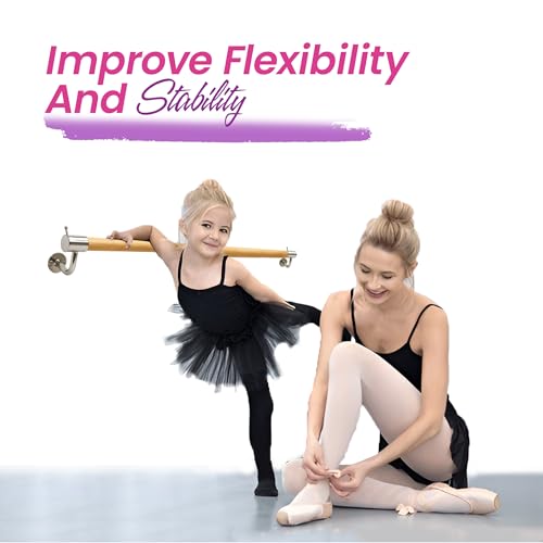 Wall-Mounted Ballet Barre 2ft and 4ft– Portable Dance Bar for Home or Studio –Ballet Bar Wall Mount for Stretching, Yoga, Pilates and Flexibility Training – Suitable for Adults and Kids