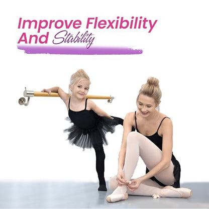 Wall-Mounted Ballet Barre 2ft and 4ft– Portable Dance Bar for Home or Studio –Ballet Bar Wall Mount for Stretching, Yoga, Pilates and Flexibility Training – Suitable for Adults and Kids