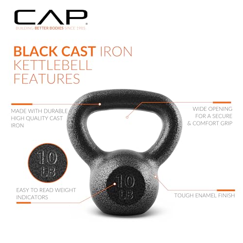 CAP Barbell Cast Iron Kettlebell - Singles and Sets, Multiple Weight Choices - size: 10.0 Pounds