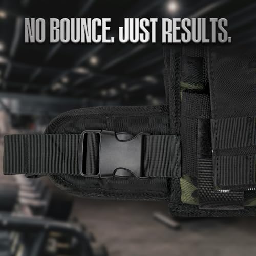 KRYLIX Adjustable Weighted Vest 0-40 lbs with Front Storage Pocket Solid Removable Iron for Muscle Building Workout Secure Waist Fit for Men Man Camo Tactical Military