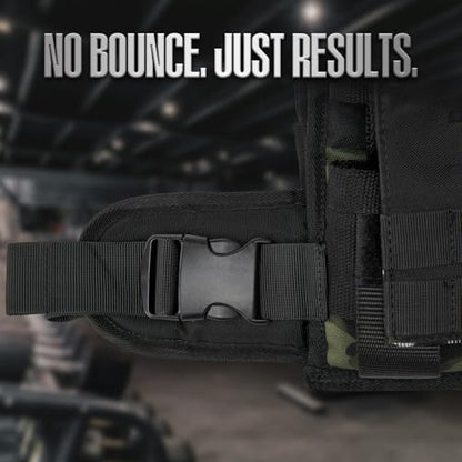 KRYLIX Adjustable Weighted Vest 0-40 lbs with Front Storage Pocket Solid Removable Iron for Muscle Building Workout Secure Waist Fit for Men Man Camo Tactical Military