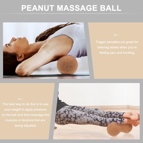 Alipis Peanut Deep Tissue Massage Ball Cork Wood Dual Mobility Massager for Muscle Relief Trigger Point Therapy Yoga Fitness and Travel