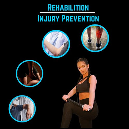 NuRich Muscle Roller Stick – 9-Roller Deep Tissue Massage Stick for Athletes – Trigger Point & Myofascial Release Tool for Legs, Calves & Back – 17.5 in Physical Therapy & Recovery Roller