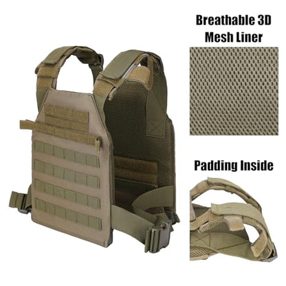 Adjustable Weighted Vest Fitness Sport Training Strength and Endurance Training,Quick Release with Molle for Running,Fitness Workouts - color: Green