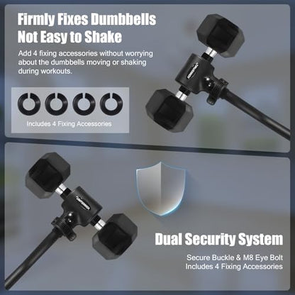 Dumbbell to Barbell Converter Bar, EZ Curl Barbell Adapter with 200LB Capacity, Adjustable Weight Bar for Home Fitness, Fits Standard 1-1.5 Inch Dumbbell Handles for Weight Lifting