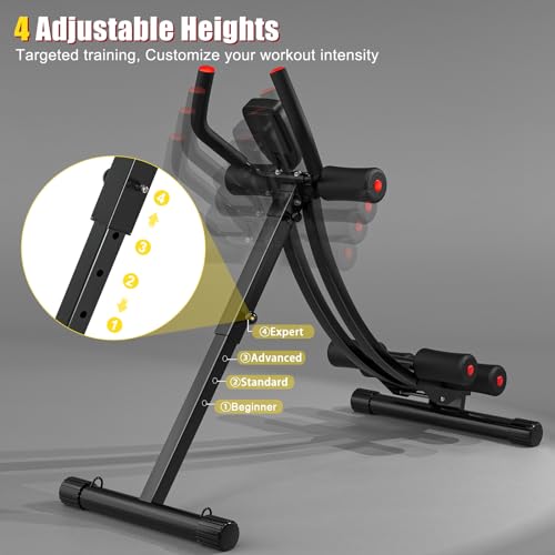 Ab Workout Equipment, Ab Machine for Women, Adjustable Core Abdominal Exercise Fitness Equipment, Foldable Waist Trainer Ab Crunch Home Gym Systems for Beginners - style: Black Single-Track