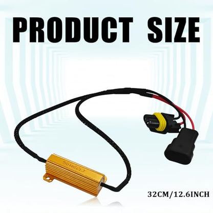 9005 9006 LED Headlight Load Resistor Kit, LED Light Canbus Decoder Anti Flicker Relay Harness Adapter, Car Bulb Resistor Error Free Decoders Warning Canceller for Turn Signal Fog Light(2PCS)