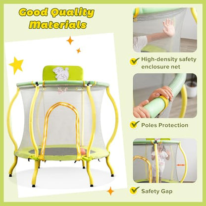 Trampoline, Portable Fitness Foldable Trampoline in-Home Mini Rebounder with Adjustable Handle, Exercise Trampoline for Kid/Adults, 40" Max Load 330lbs (Enclosure, Yellow)