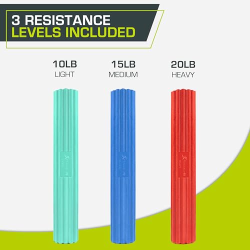 ProsourceFit Flex and Twist Bars Sets and Singles, Resistance Bars for Occupational Therapy, Tennis Elbow Treatment, and Wrist Strengthening, 12-in Long Compact Rubber Therapy Tool