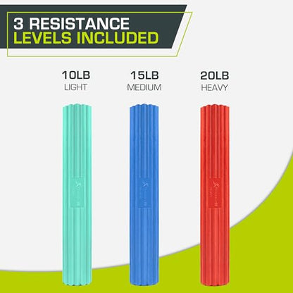 ProsourceFit Flex and Twist Bars Sets and Singles, Resistance Bars for Occupational Therapy, Tennis Elbow Treatment, and Wrist Strengthening, 12-in Long Compact Rubber Therapy Tool