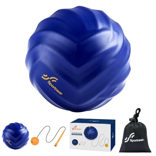 Sportneer Massage Lacrosse Ball with String, Deep Tissue Massager for Back Myofascial Release, Shoulder Trigger Point Therapy & Foot Plantar Fasciitis, Free Relax for Whole Body (Blue)