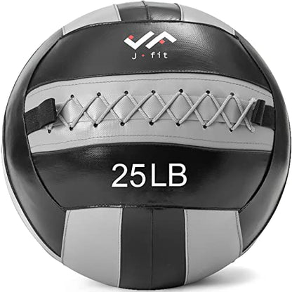 JFit Wall Ball – Premium Soft Weighted Exercise Ball for Strength, Conditioning, Gym & Home Workouts, 4-30 LB - color: Gray/Black, style: 25-Pound