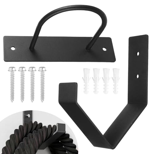 Battle Rope Wall Mount Kit, Heavy Duty Steel Anchor and Storage Hook for 30-50 Feet,1"-2.5" Ropes, Black
