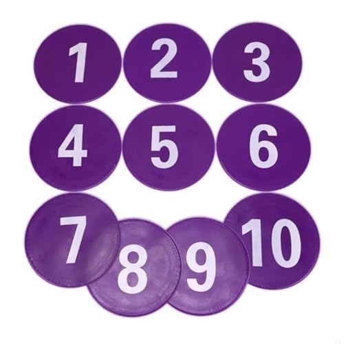 10pcs Numbered Floor Spots Markers Soccer Flat Sign Discs Footworks Training Mat - color: Purple