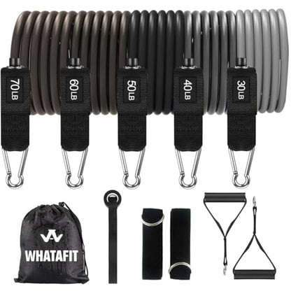 WHATAFIT Resistance Bands with Handles, 5-Level Exercise Bands for Workout - color: Dark Gray