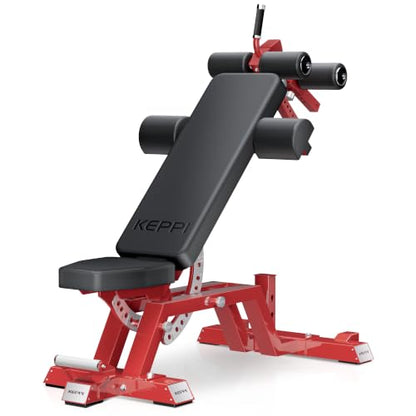 Keppi Fitness Bench6000 Weight Bench, Commercial Grade FID Workout Bench - color: Gloss Red